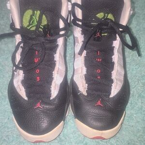 Nike Black and White Sneakers with Red and Green Accents